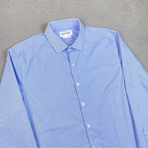 Ministry of Supply Dress Shirt Men's Size L Blue Performance Stretch Large EUC